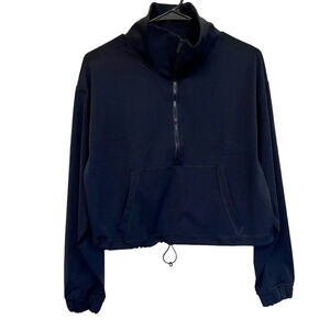 Cropped Womens 3/4‎ Zip Jacket Pullover Black Size 4 Small New